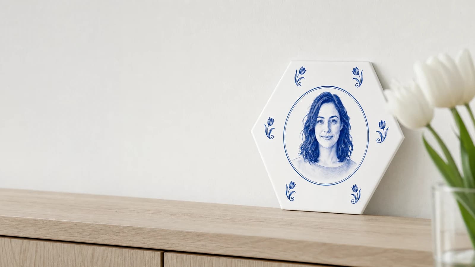 Azulejo fotográfico hexagonal Azul de Delft