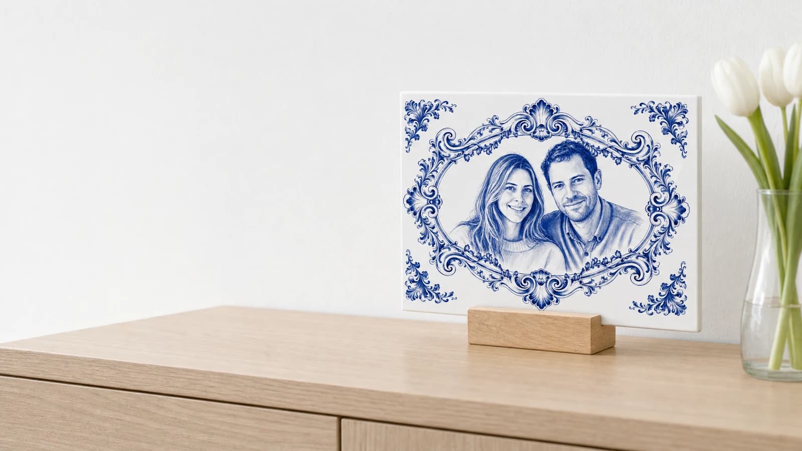 Azulejo fotográfico rectangular Azul de Delft
