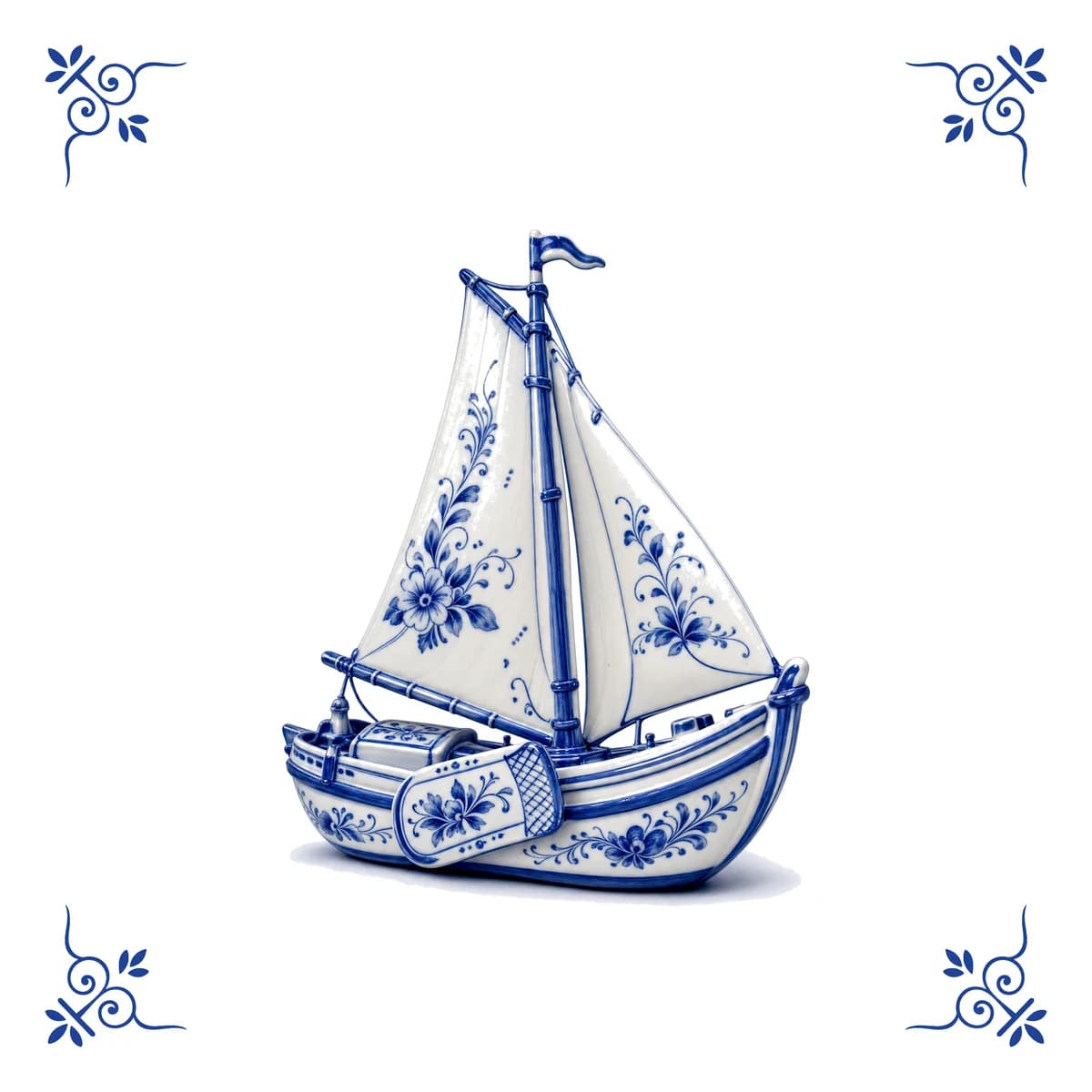 Dutch sailing barge – Delft blue tile