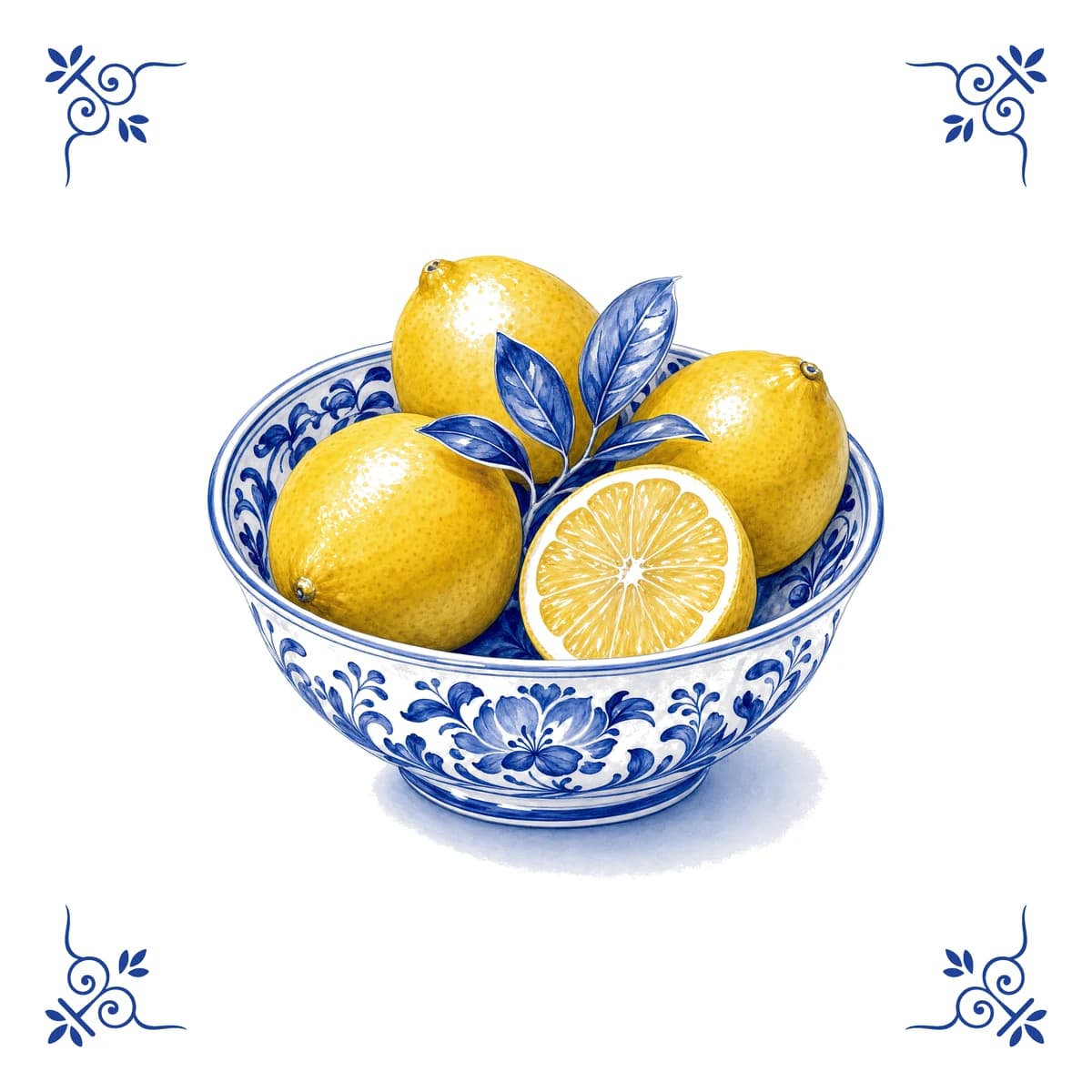 Lemons – Delft blue tile