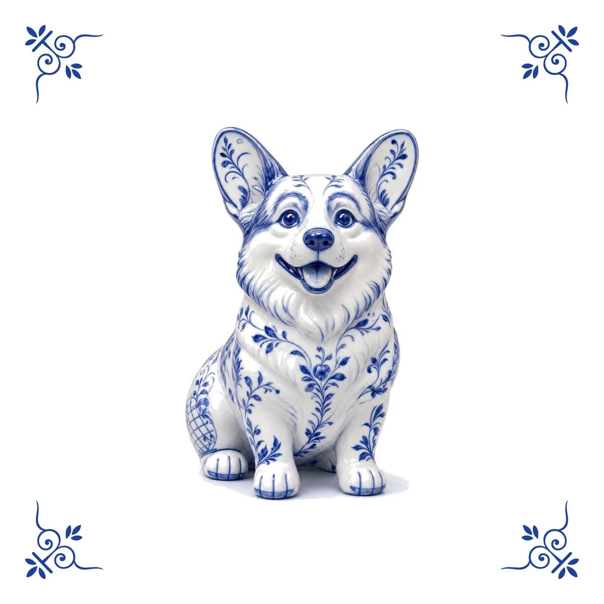Corgi – Delft blue tile