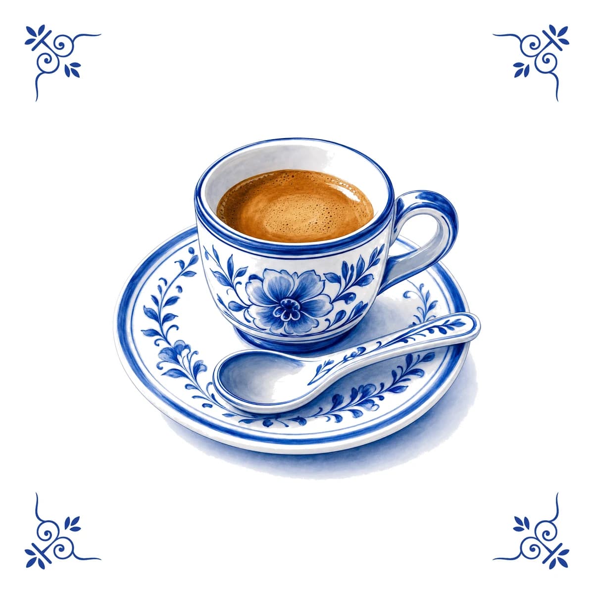 Espresso – Delft blue tile