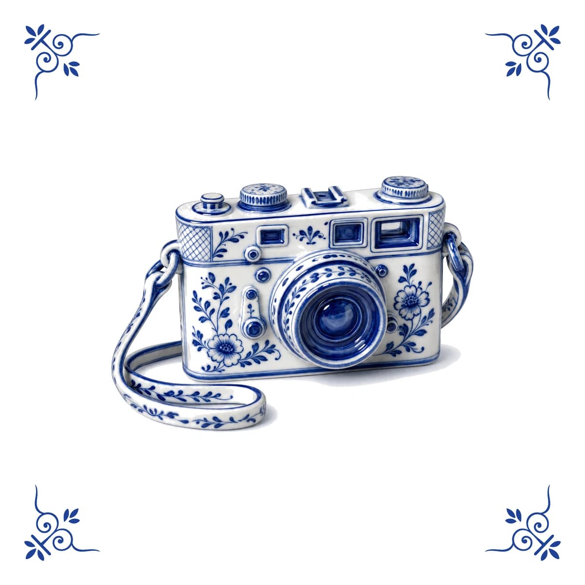 Vintage camera – Delft blue tile