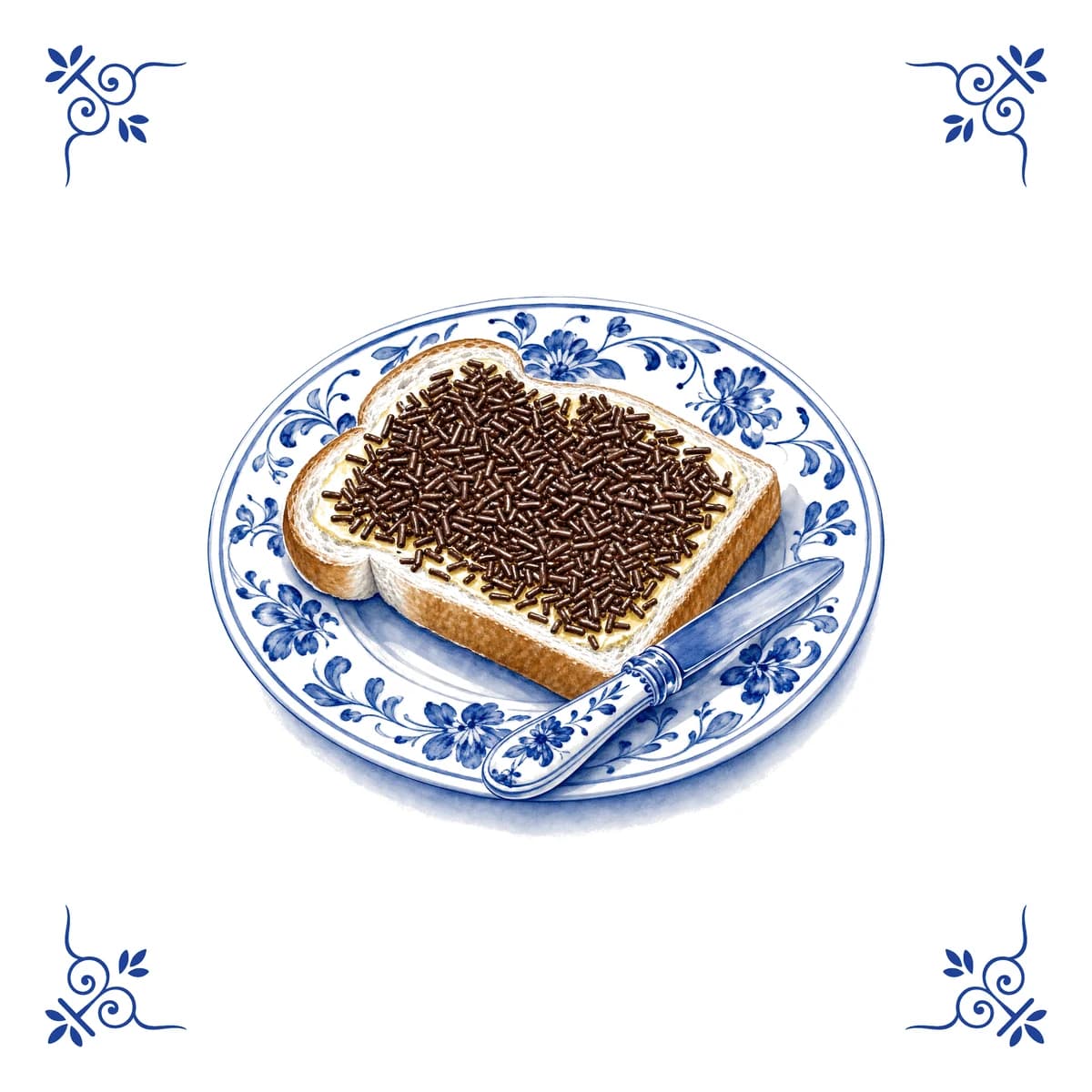 Bread with chocolate sprinkles – Delft blue tile