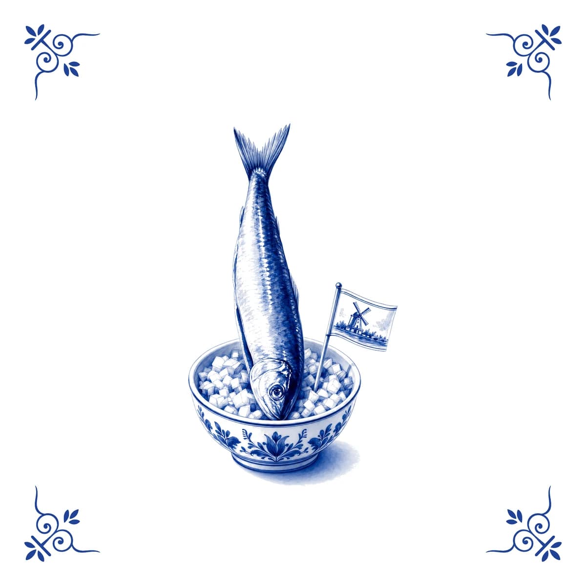 Dutch herring – Delft blue tile