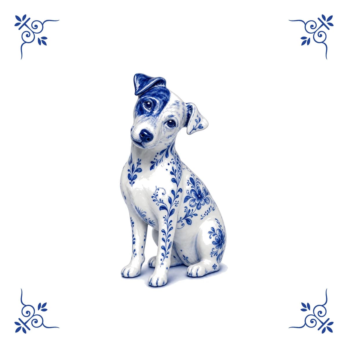 Jack Russell – Delft blue tile