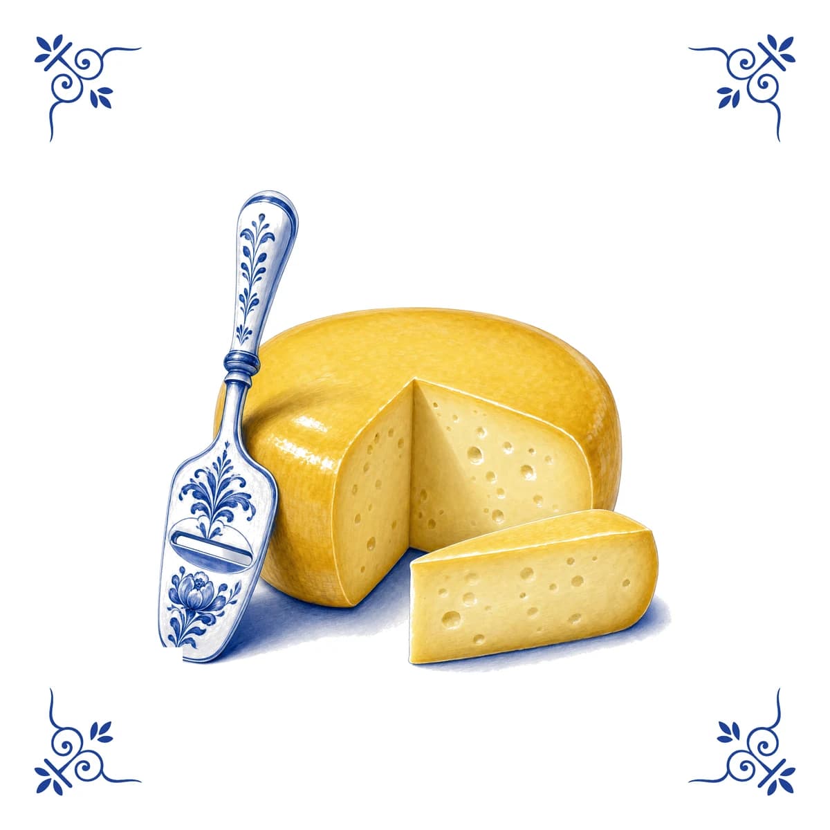 Dutch cheese – Delft blue tile