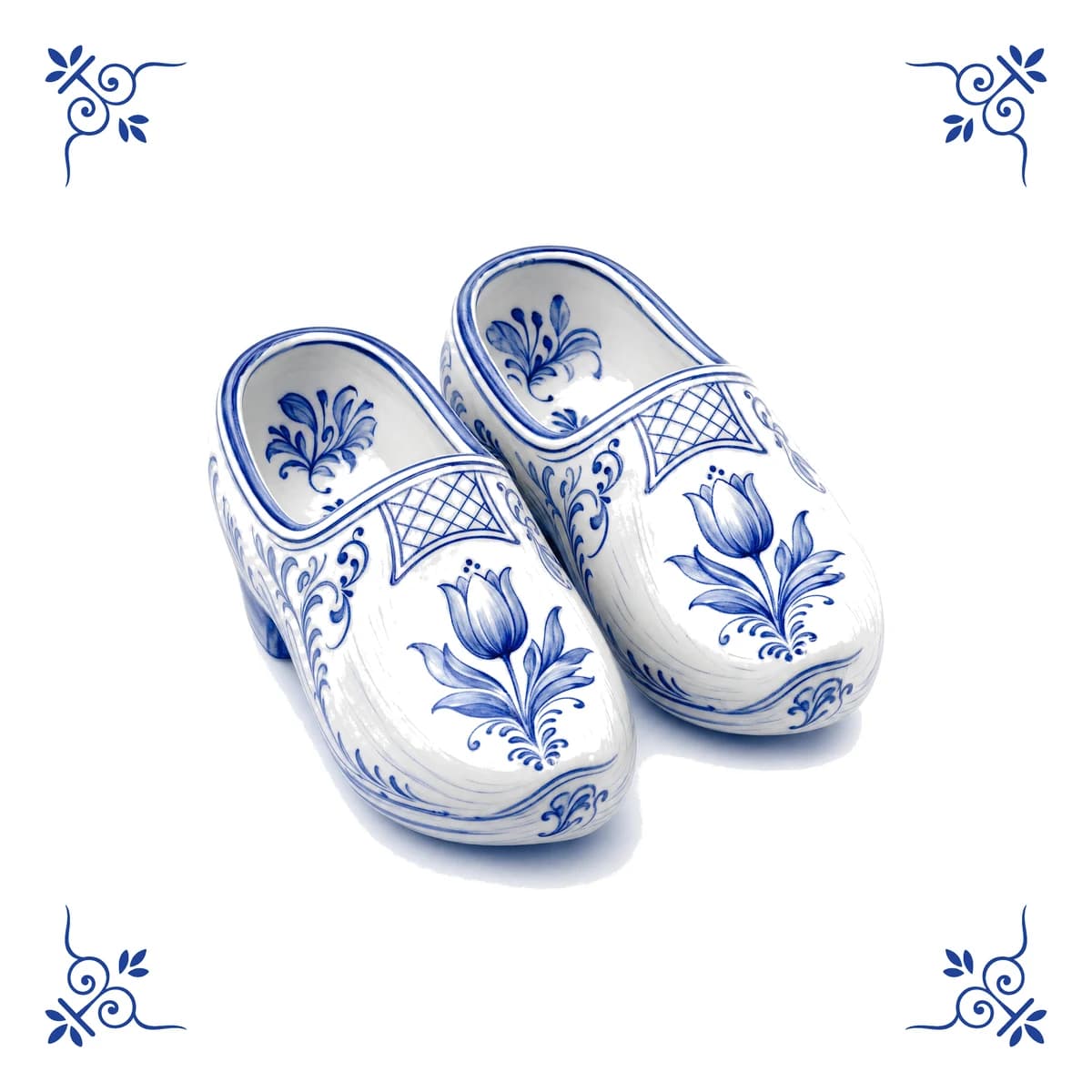 Wooden clogs – Delft blue tile