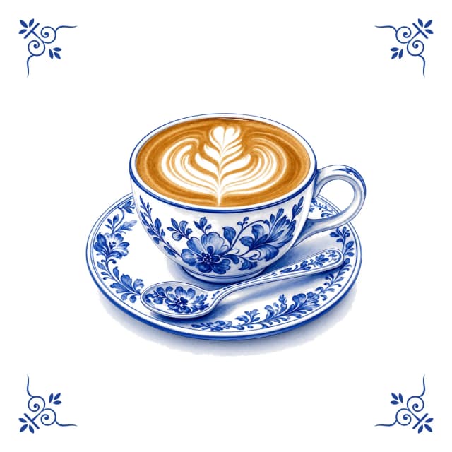 Café, azulejo azul de Delft