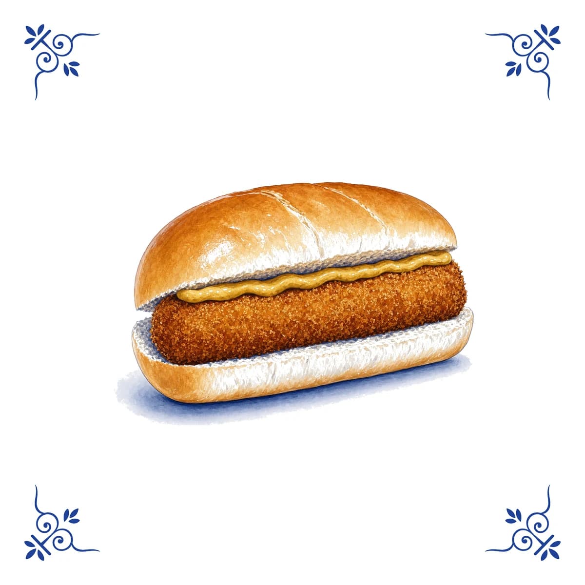 Croquette sandwich – Delft blue tile