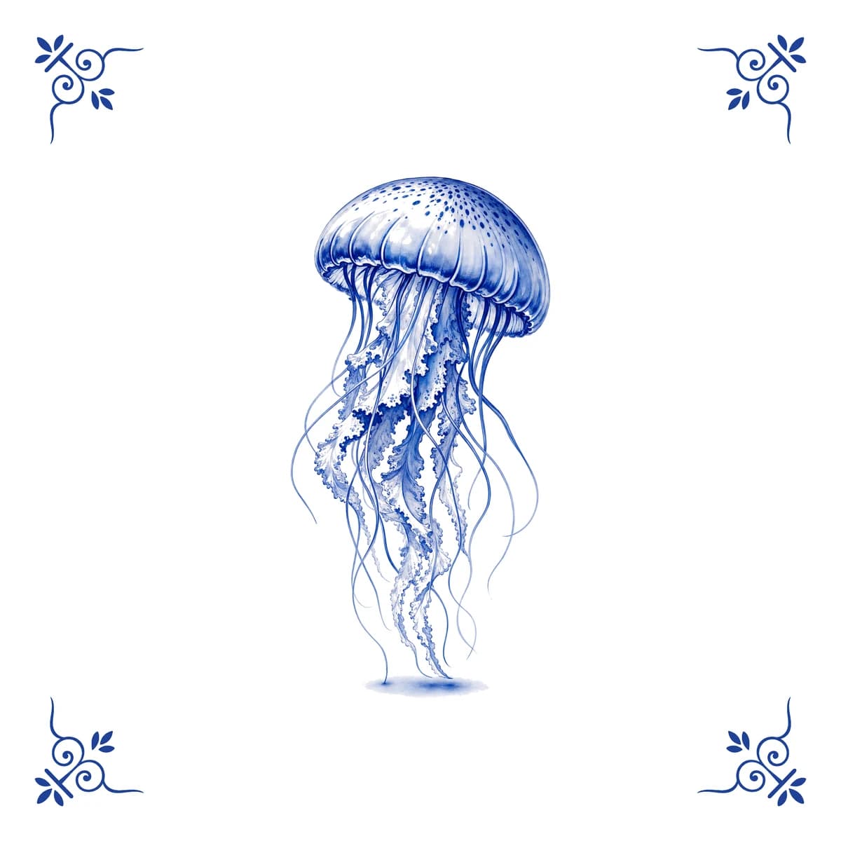 Jellyfish – Delft blue tile