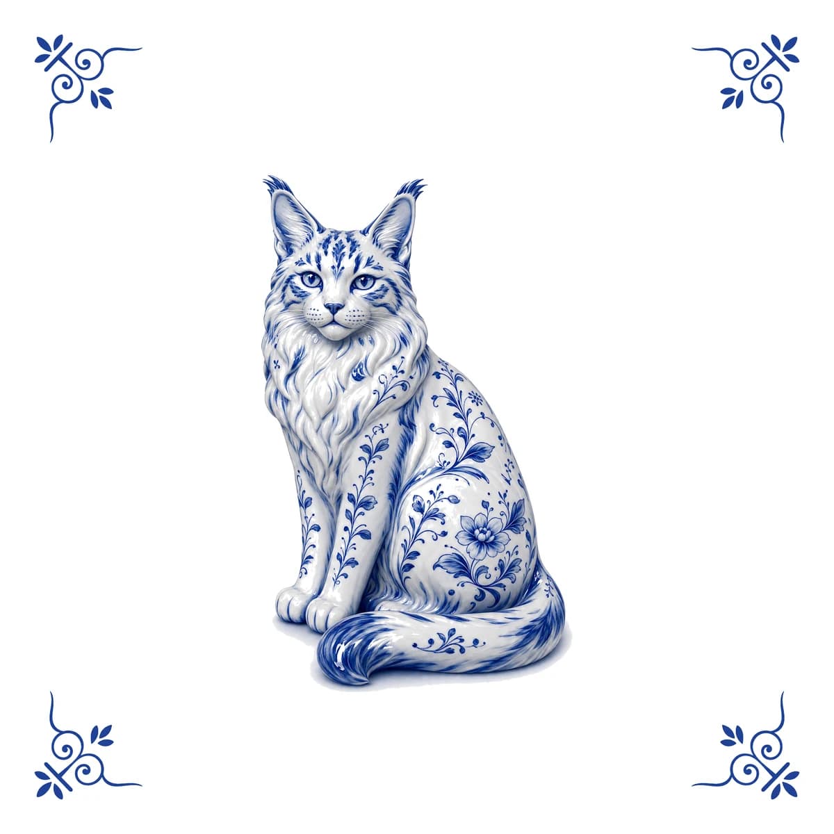 Maine coon – Delft blue tile