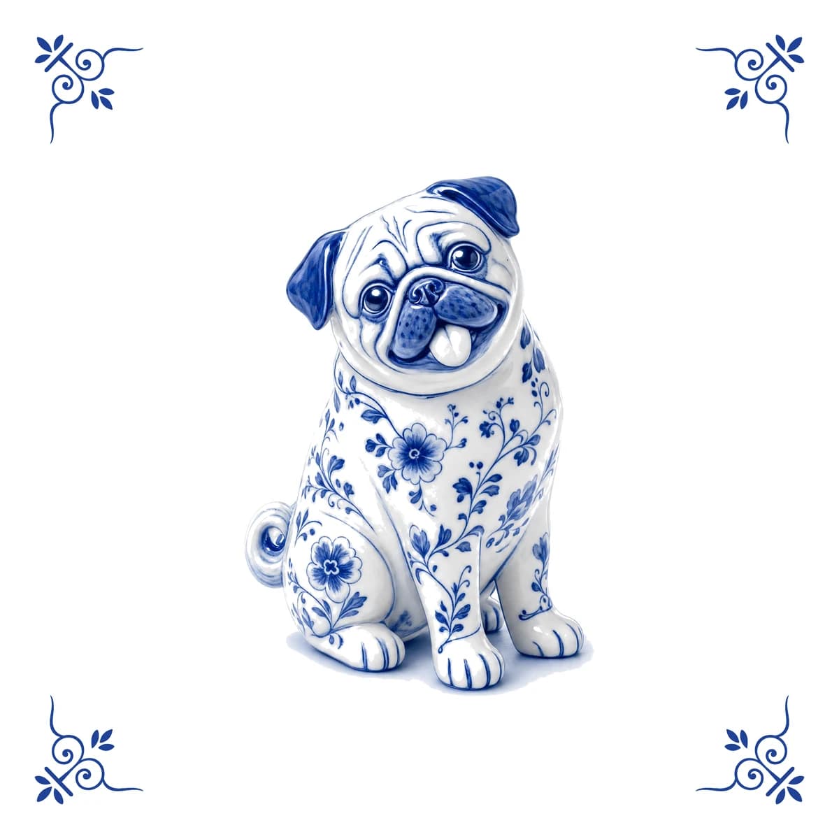 Pug – Delft blue tile