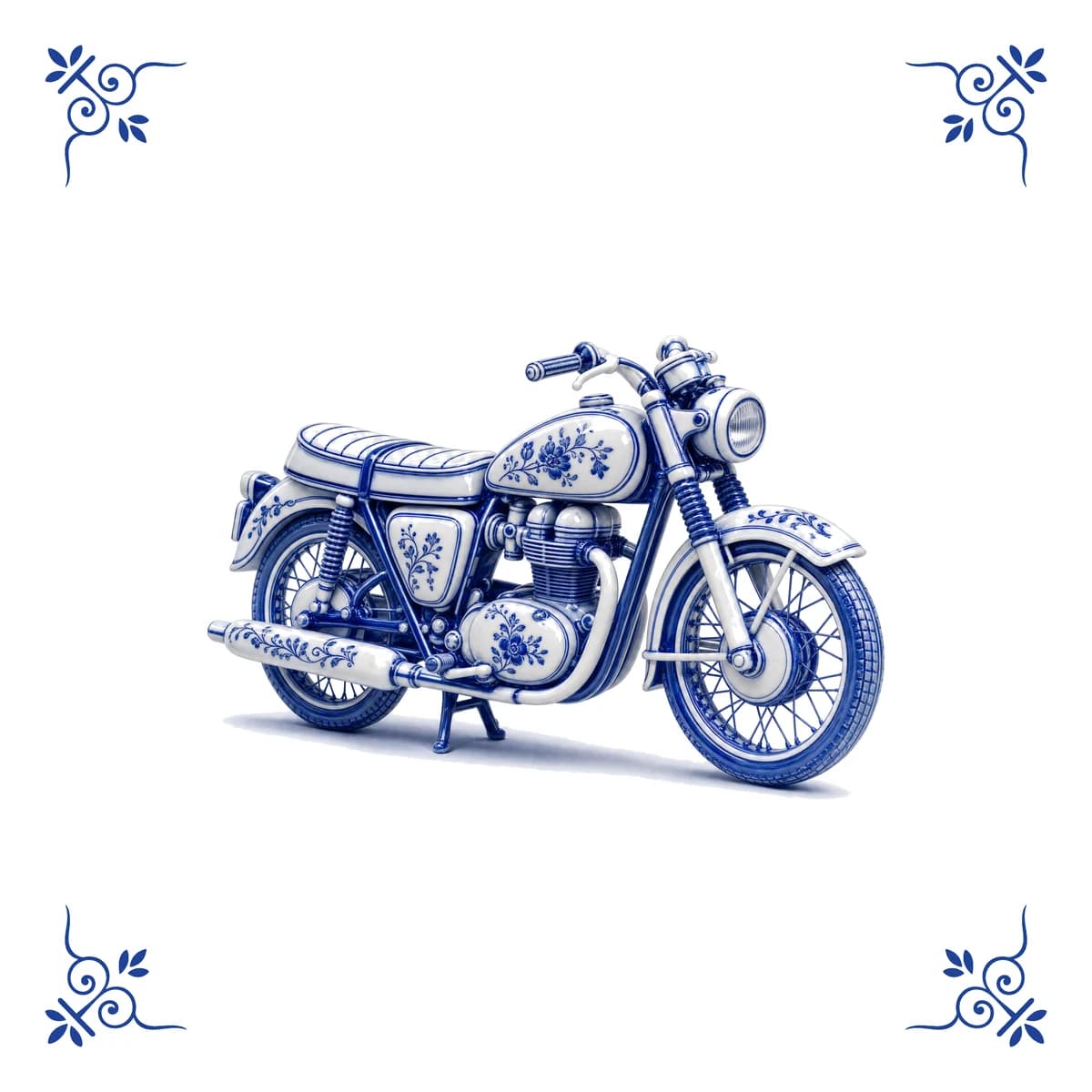 Classic motorcycle – Delft blue tile