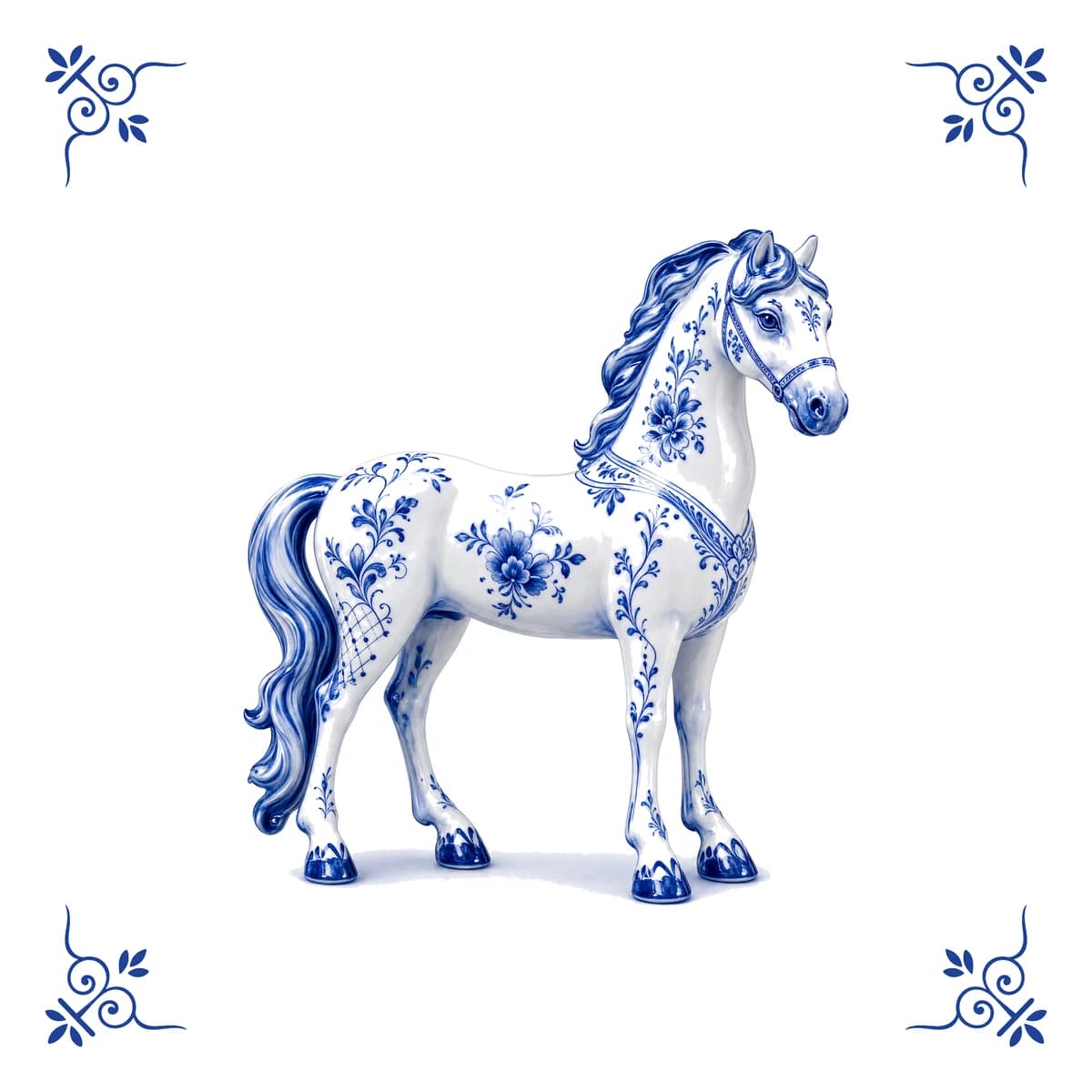 Horse – Delft blue tile