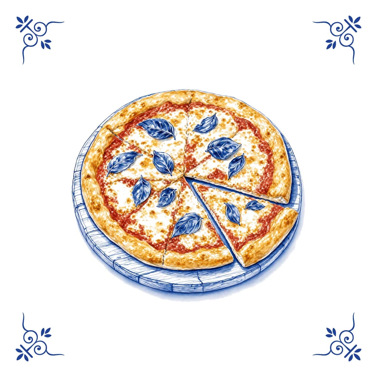 Pizza – Delft blue tile