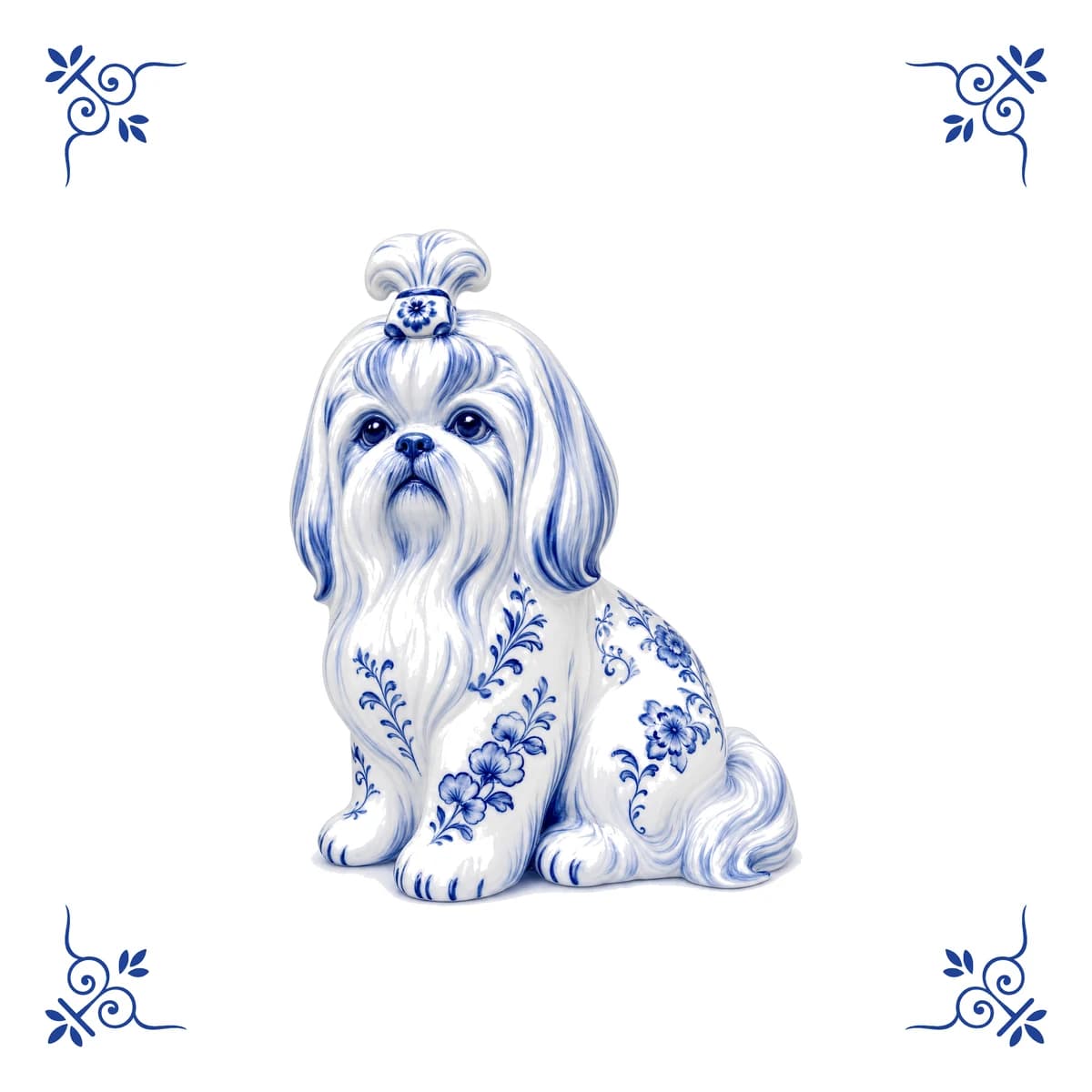 Shih tzu – Delft blue tile