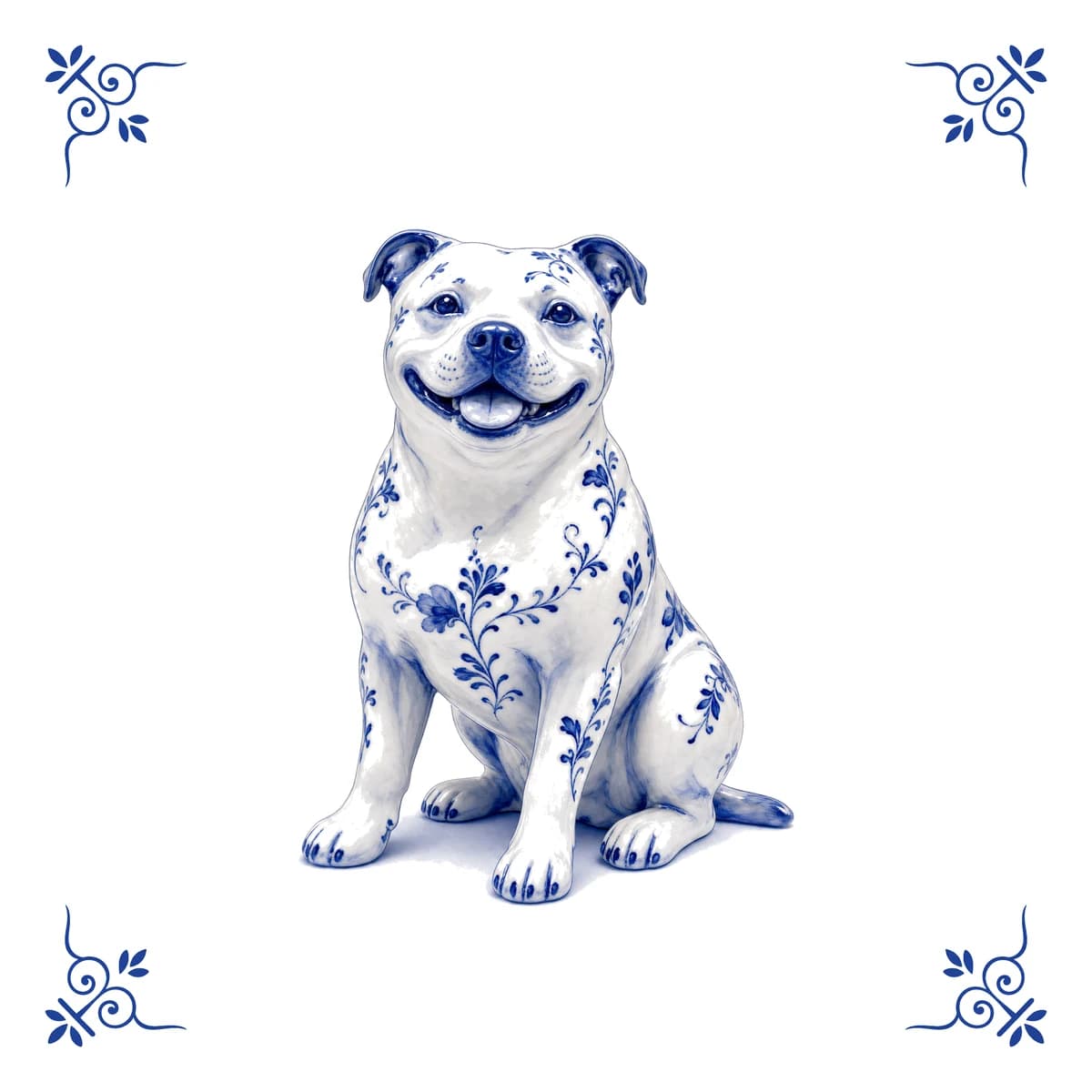 Staffordshire bull terrier – Delft blue tile