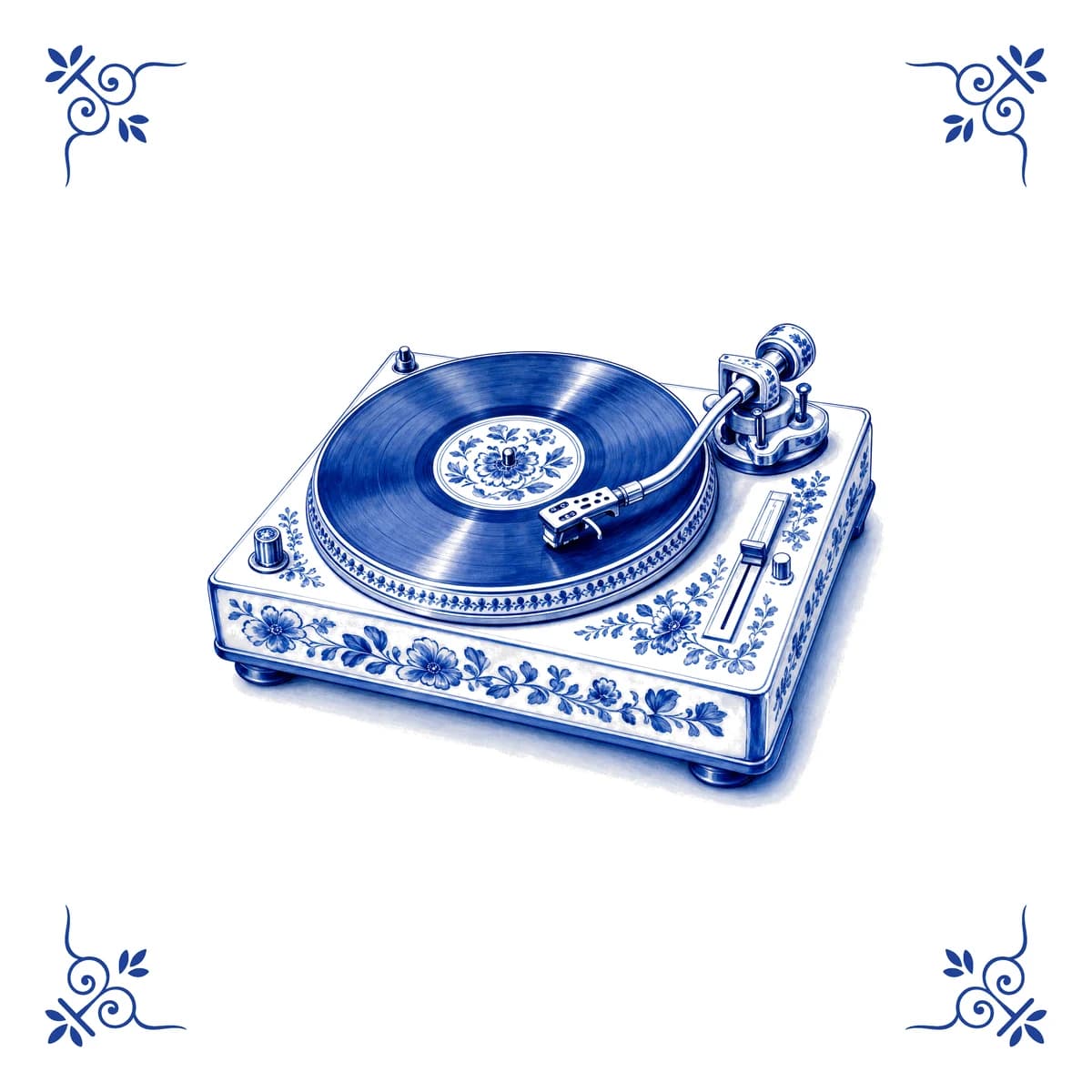 Record player – Delft blue tile