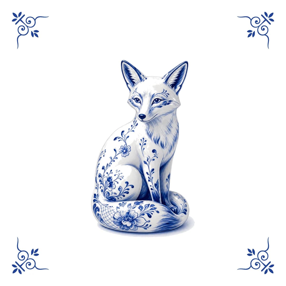 Fox – Delft blue tile