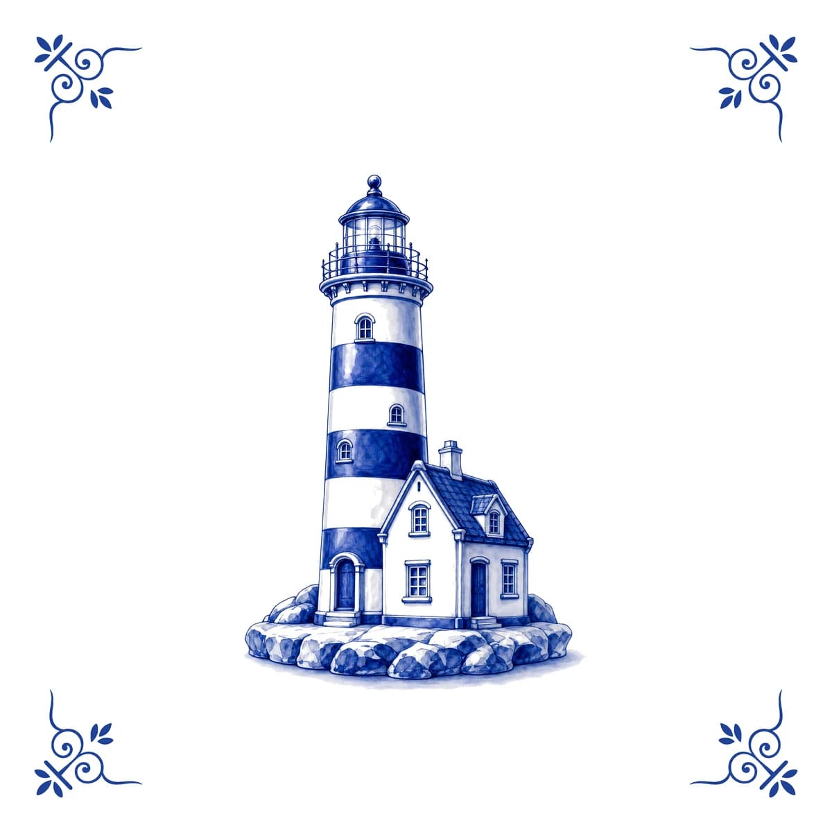 Lighthouse – Delft blue tile