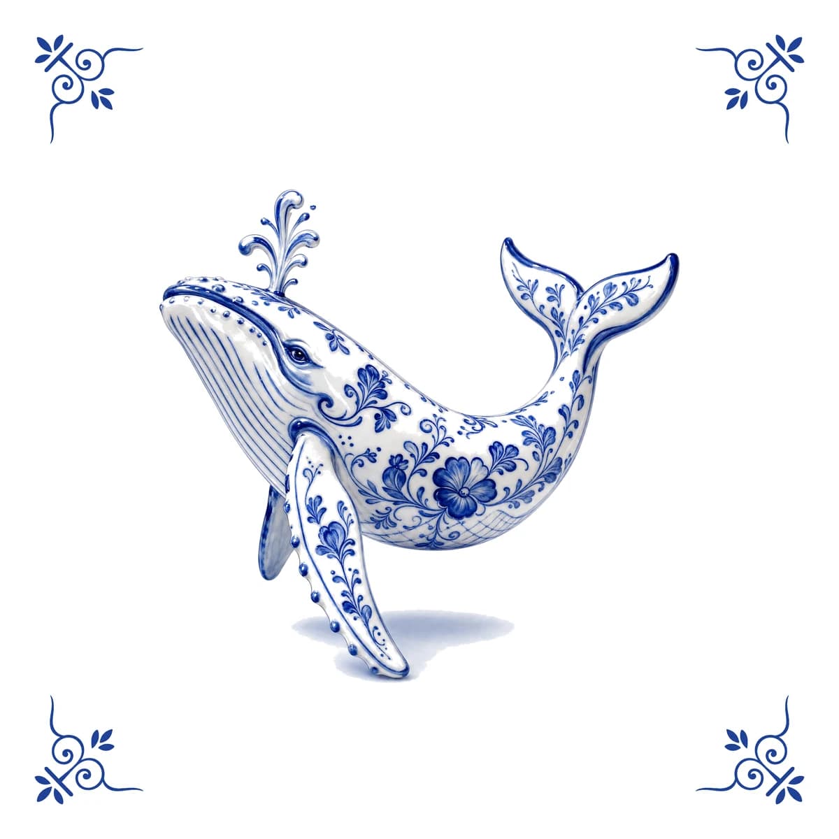 Whale – Delft blue tile