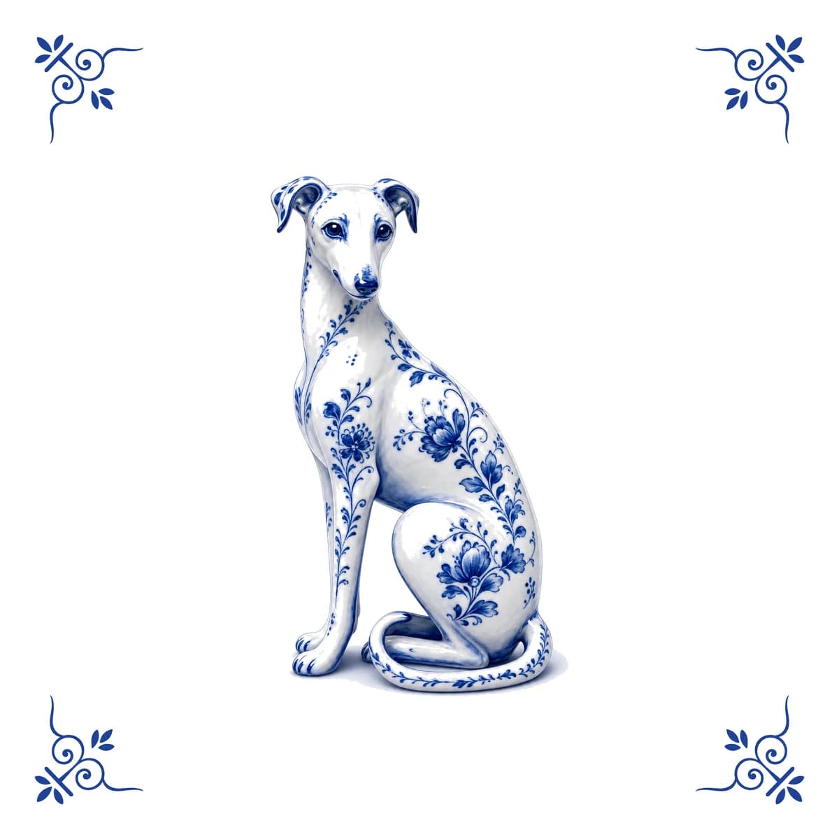 Whippet – Delft blue tile